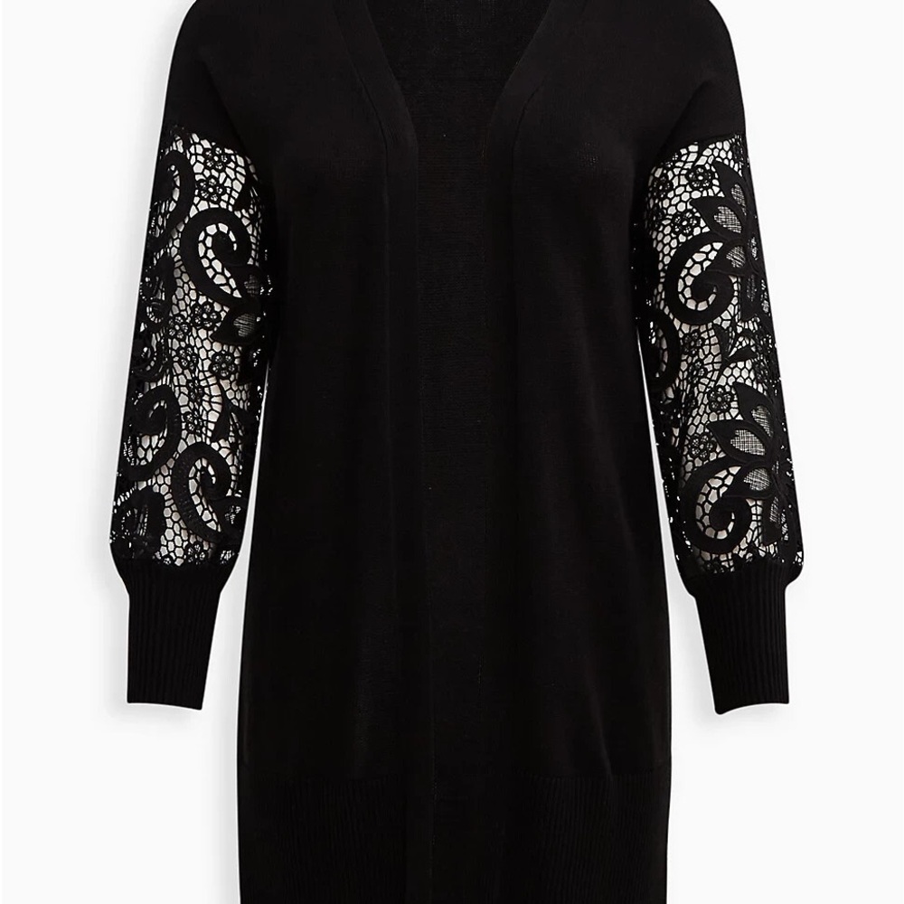 Torrid Eyelet Lace Balloon Sleeve
Cardigan Sweater Black Size 1